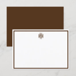 Brunt och vitt monogrammat platt anteckningskort inbjudningar