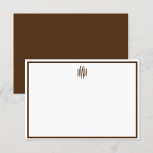 Brunt och vitt monogrammat platt anteckningskort inbjudningar