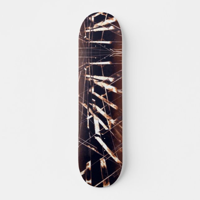 Brunt och vitt skrapat mini skateboard bräda 18,5 cm (Framsida)