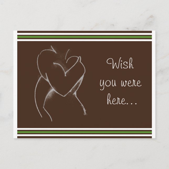 Brunt och vykort för grönt (babydusch) (Framsida)