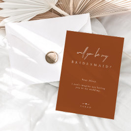 Brunt Orange Minimalist blir min bridesmaid Inbjudningar