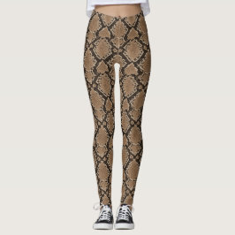 Brunt ormmönstrat leggingar i chic stil leggings