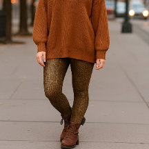 Brunt Ormskinnsliknande Tryck-Hela-Leggings