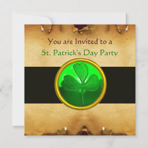 BRUNT PAKETERINGSPAPPER & GRÖNT SHAMROCK-SMYCKE, s Inbjudningar