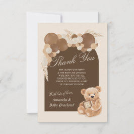 Brunt Pampasgräs Teddybjörn Tacksamhetskort Tack Kort