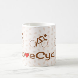 Brunt piktogram för cykling i kärlek kaffemugg