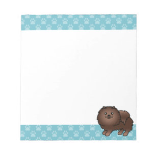 Brunt Pomeranian Hund Tecknad Illustration Anteckningsblock