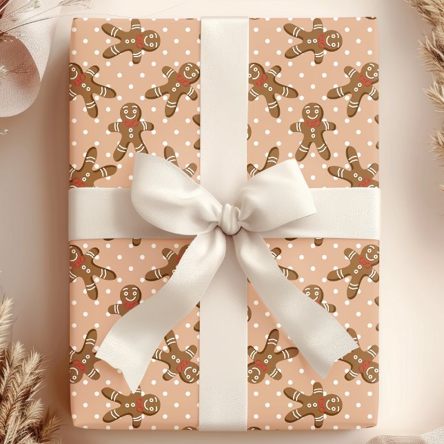 Brunt prickigt pepparkaksgubbe jul presentpapper (Skapare uppladdad)