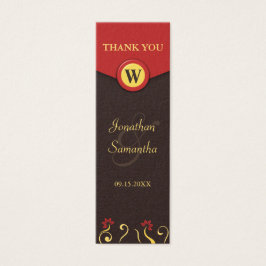 Brunt rött virvlar runt lilla märkre för litet visitkort