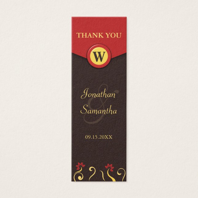 Brunt rött virvlar runt lilla märkre för litet visitkort (Framsidan)