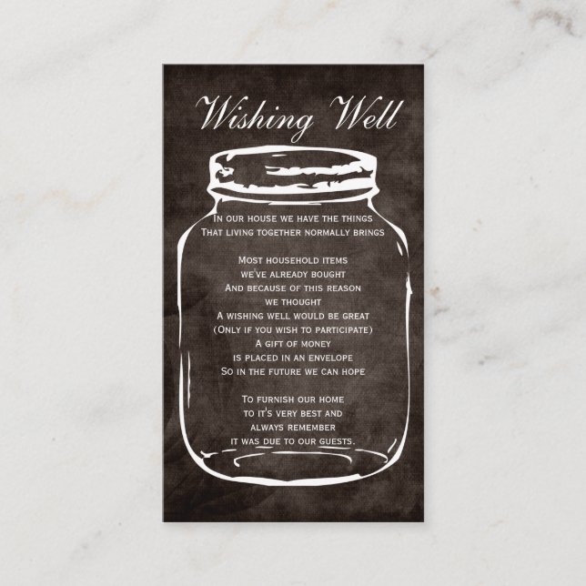 Brunt rustik Mason burk som önskar välfärdskort Tilläggskort (Framsida)