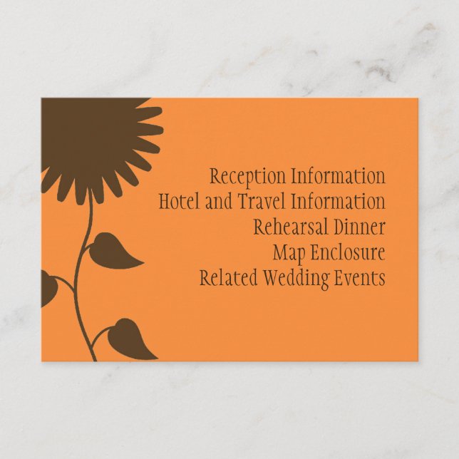 Brunt solrosvisitkort tilläggskort (Framsida)