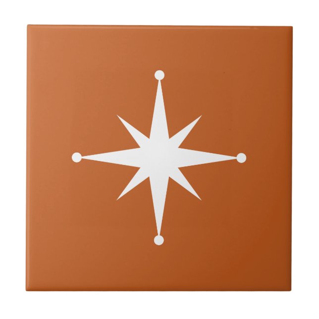 Brunt Starburst Mid Century Modern Retro Kakelplatta (Framsidan)