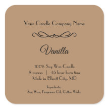 Brunt svart ljus - etikett Flourish Swirl Minimali