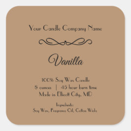 Brunt svart ljus - etikett Flourish Swirl Minimali