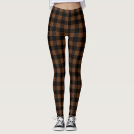 Brunt svart mönster för Lumberjackbuffelpläd Leggings