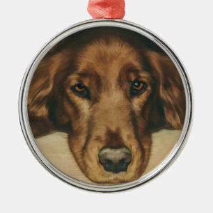 Brunt synad guld- irländsk hund julgransprydnad metall