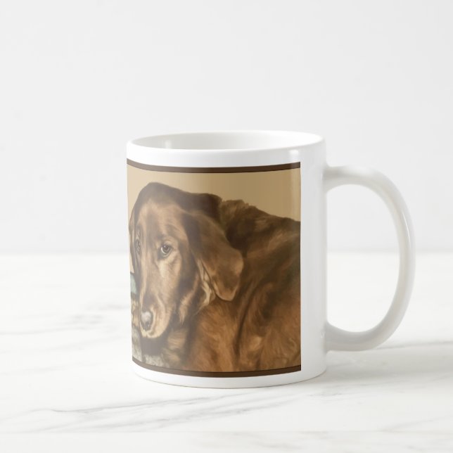 Brunt synad guld- irländsk hund kaffemugg (Höger)