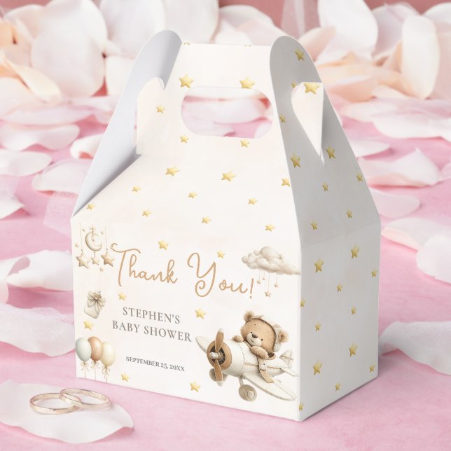 Brunt Teddybjörn Flygplan Favoritlåda Presentaskar (Bröllop)