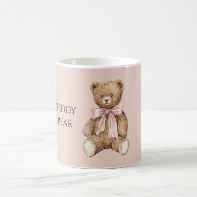 Brunt Teddybjörn Rosa Slöja Kaffemugg (Center)
