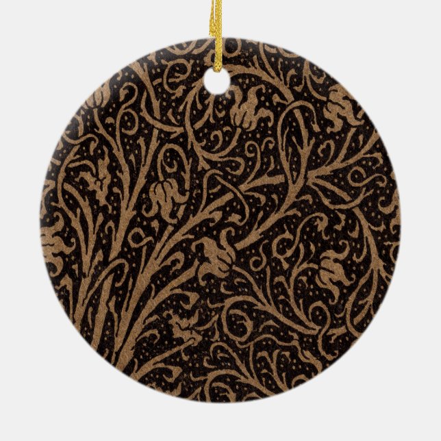 Brunt toolat läder Art nouveau Blommigt Julgransprydnad Keramik (Baksidan)