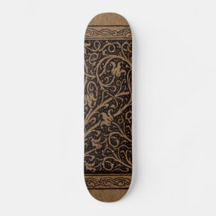 Brunt toolat läder Art nouveau Blommigt Skateboard Bräda 20,5 Cm