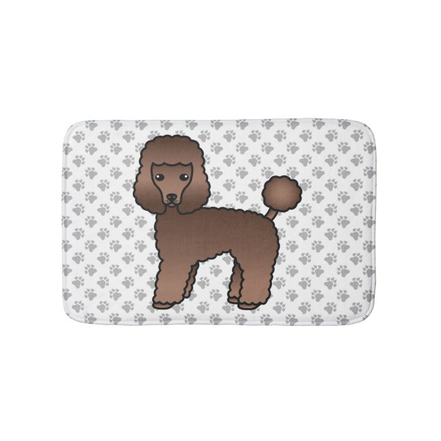 Brunt Toy Poodle Sött Tecknat Hund Badrumsmatta (Framsidan)