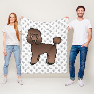 Brunt Toy Poodle Sött Tecknat Hund Fleecefilt