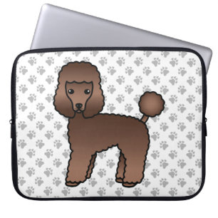 Brunt Toy Poodle Sött Tecknat Hund Laptop Fodral