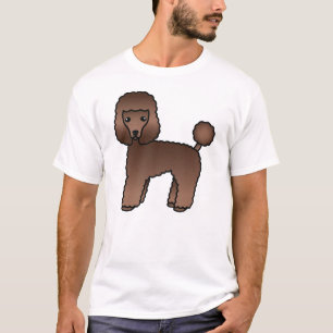 Brunt Toy Poodle Sött Tecknat Hund T Shirt