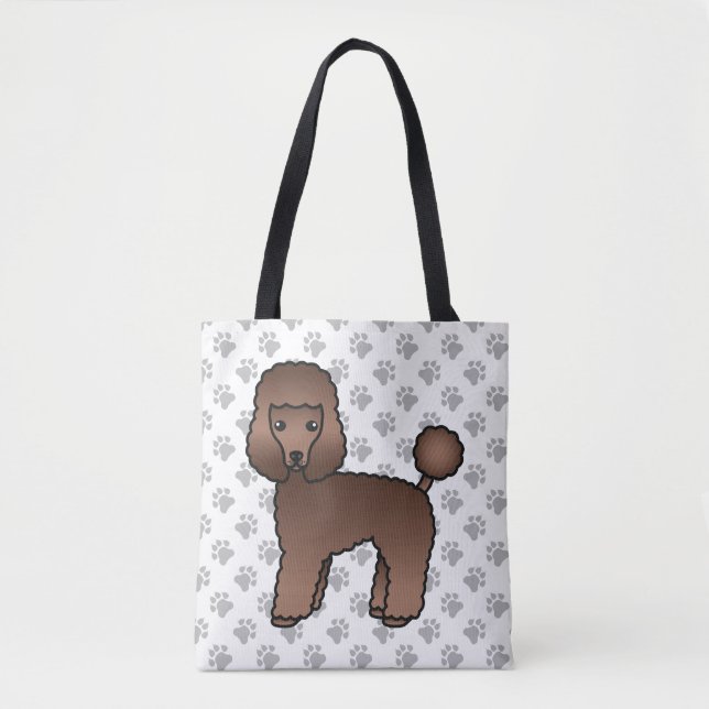 Brunt Toy Poodle Sött Tecknat Hund Tygkasse (Framsida)