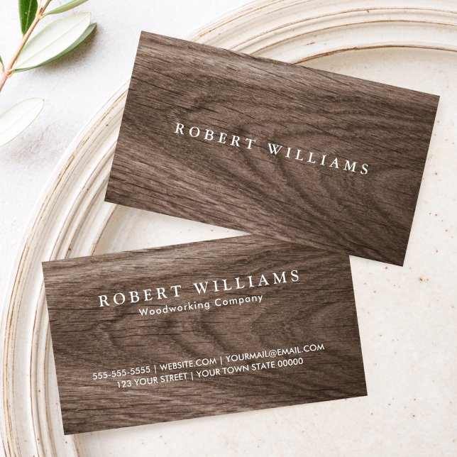 Brunt trä elegant stilfull professionell visitkort (Brown wood elegant stylish professional business card)