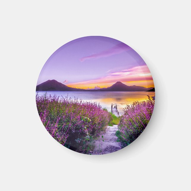 Brunt trädocka mellan lavenderblomman fält magnet (Framsidan)