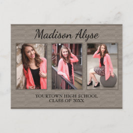 Brunt tre fotofoto Studenten Spara Datum Vykort