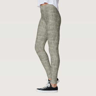 Brunt Tweed Linne Mönster Leggings