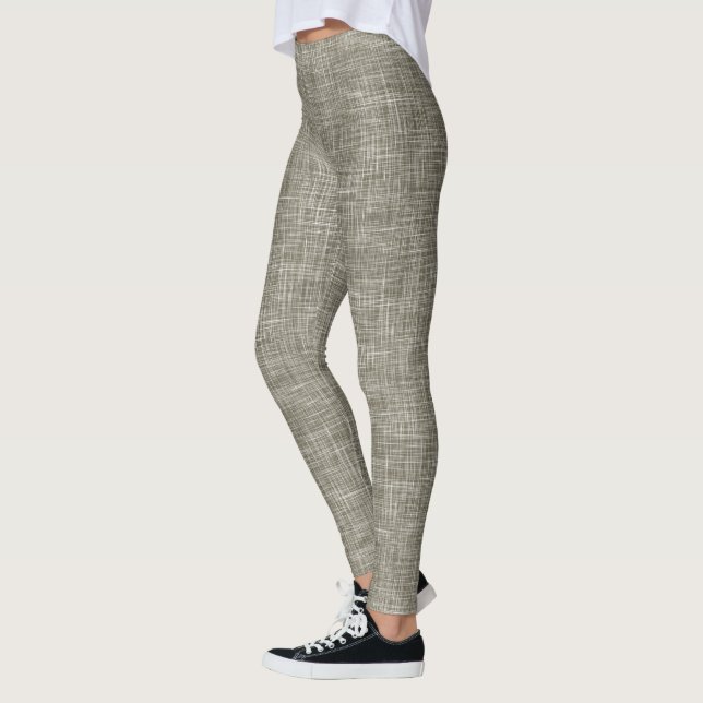 Brunt Tweed Linne Mönster  Leggings (Vänster)