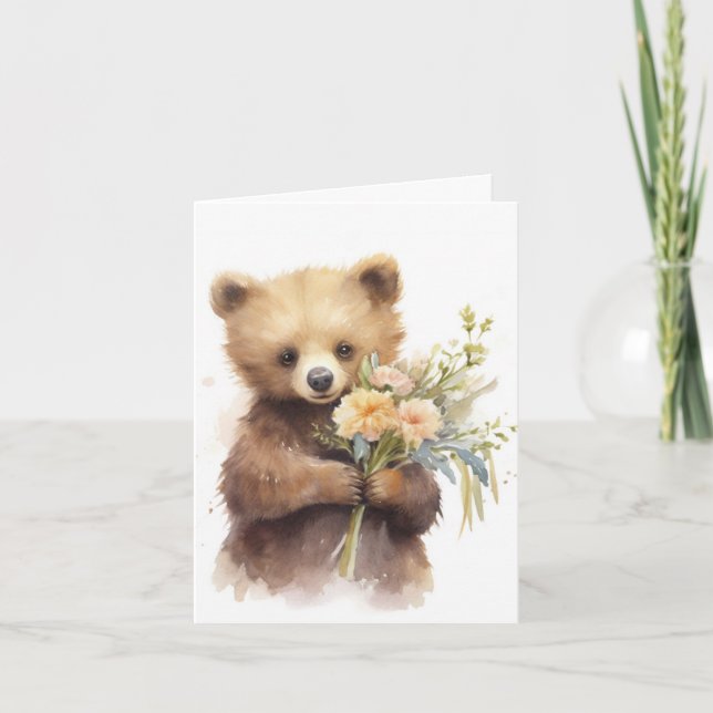 Brunt vattenfärg med blommor anteckningskort (Framsida)