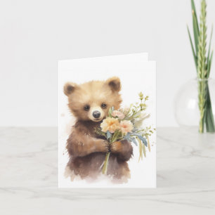 Brunt vattenfärg med blommor anteckningskort