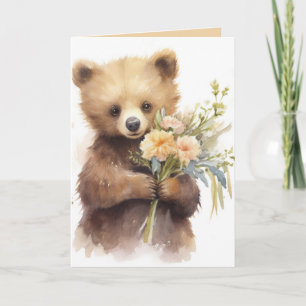 Brunt vattenfärg med blommor kort