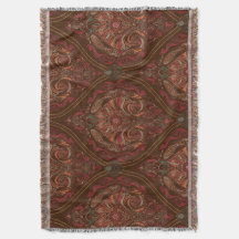 Brunt Vintage Paisley Mandala Vävt Kastfilt