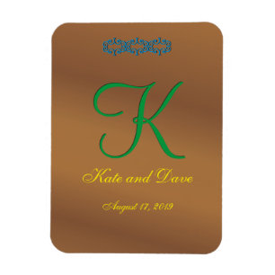 Bruntet brons monogramen för pecannöten 3d magnet