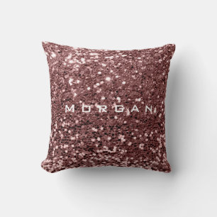 Bruntet för Sequin för glitternamnmode flår pud Kudde