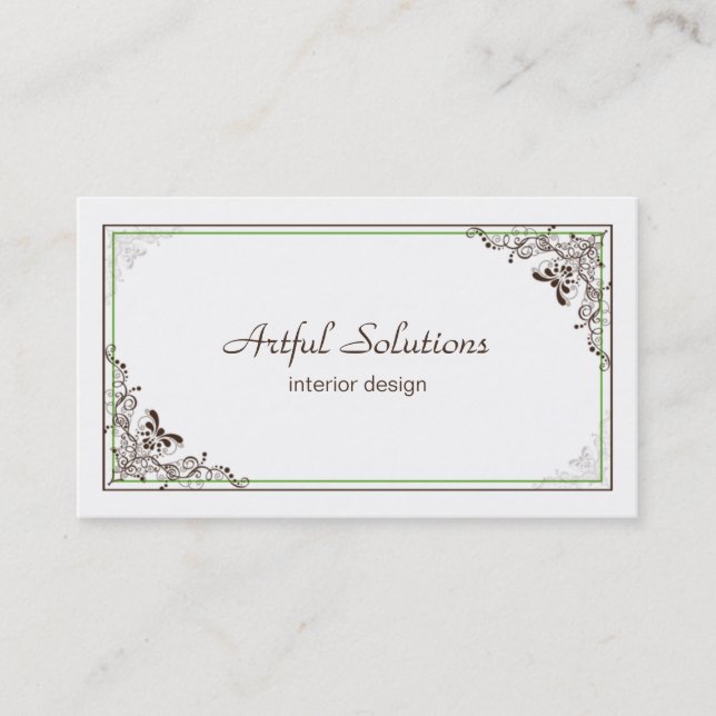 Bruntet för vintageelegantgrönt bläddrar visitkort (Framsida)