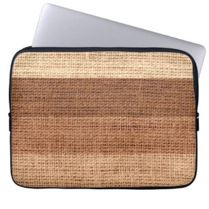 Bruntet görar randig lantlig Jute för Burlap Laptop Sleeve