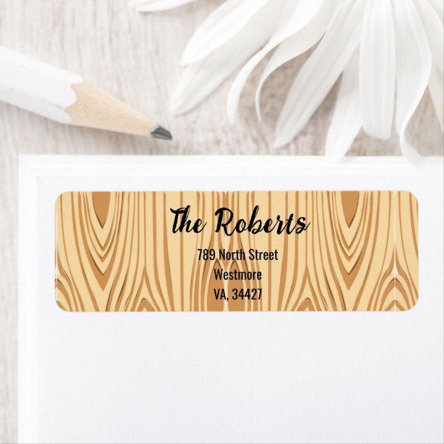 Brunved struktur anpassningsbar returadress etikett (Insitu)