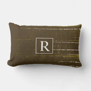 Brunvit Abstrakt Monogram Rustic Vintage Lumbarkudde