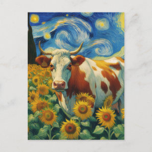 Brunvit kummel i en Faux Van Gogh-solros Fält Vykort