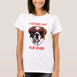 Brunvit St Bernard Red Heart-Shaped Sunglasses T Shirt