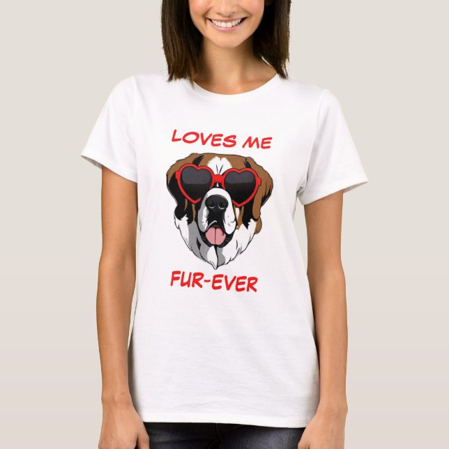 Brunvit St Bernard Red Heart-Shaped Sunglasses T Shirt (Framsida)