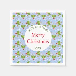 Brusbär och löv mönster God jul Pappersservett